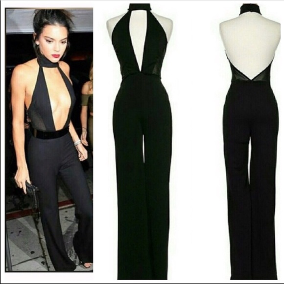 plunge halter jumpsuit